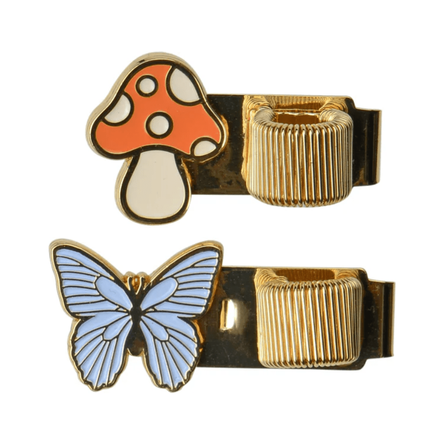 Pen Clips - Butterfly & Mushroom - White Farmhouse Flowers