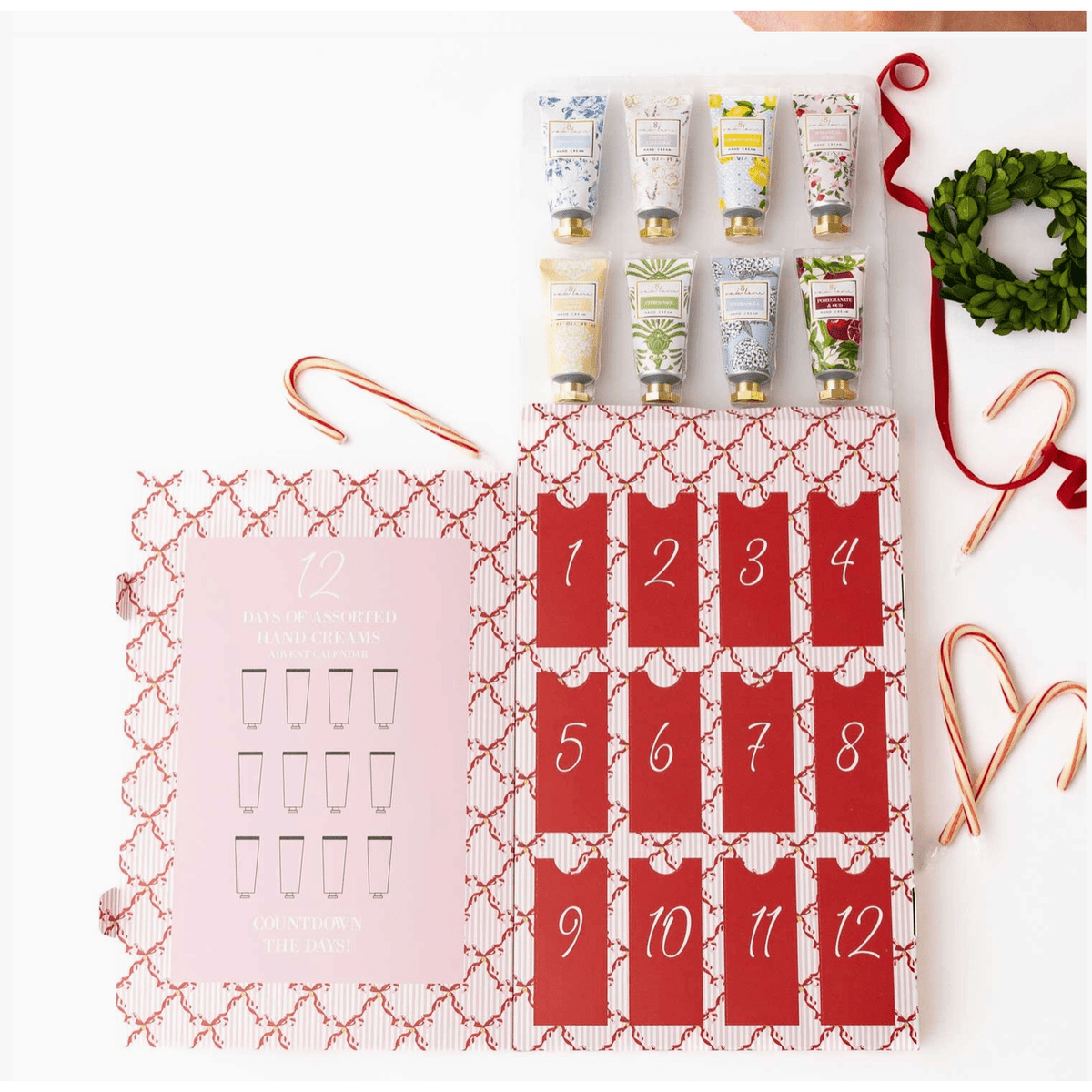 Peppermint Toile 12 Day Hand Cream Advent Calendar - White Farmhouse Flowers