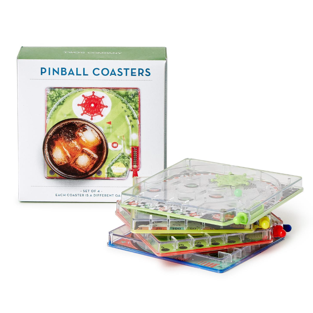 Pinball Coasters with 4 Pinball Games - White Farmhouse Flowers
