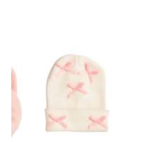 Pink and White Bow Baby Hats - White Farmhouse Flowers