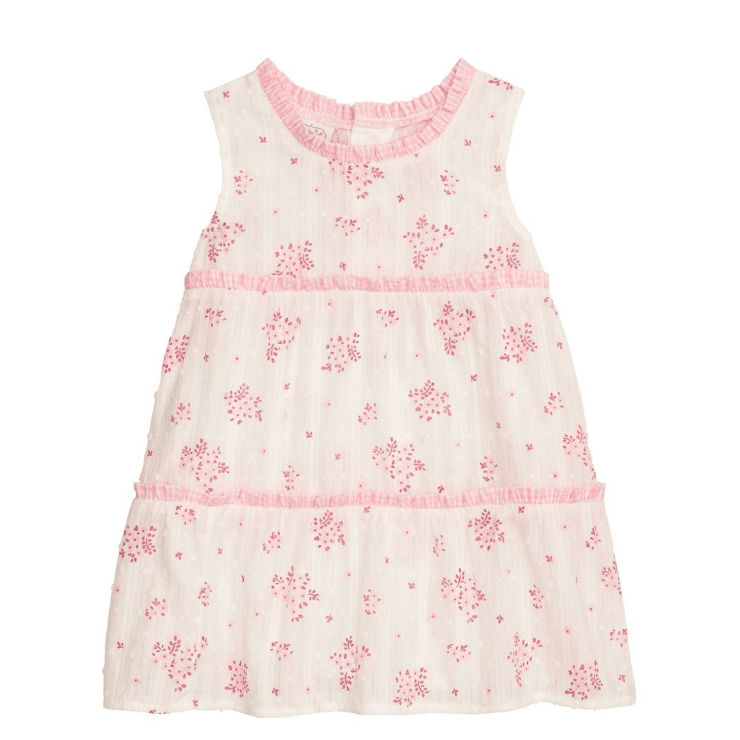 Pink Blossom Tiered Dress - White Farmhouse Flowers