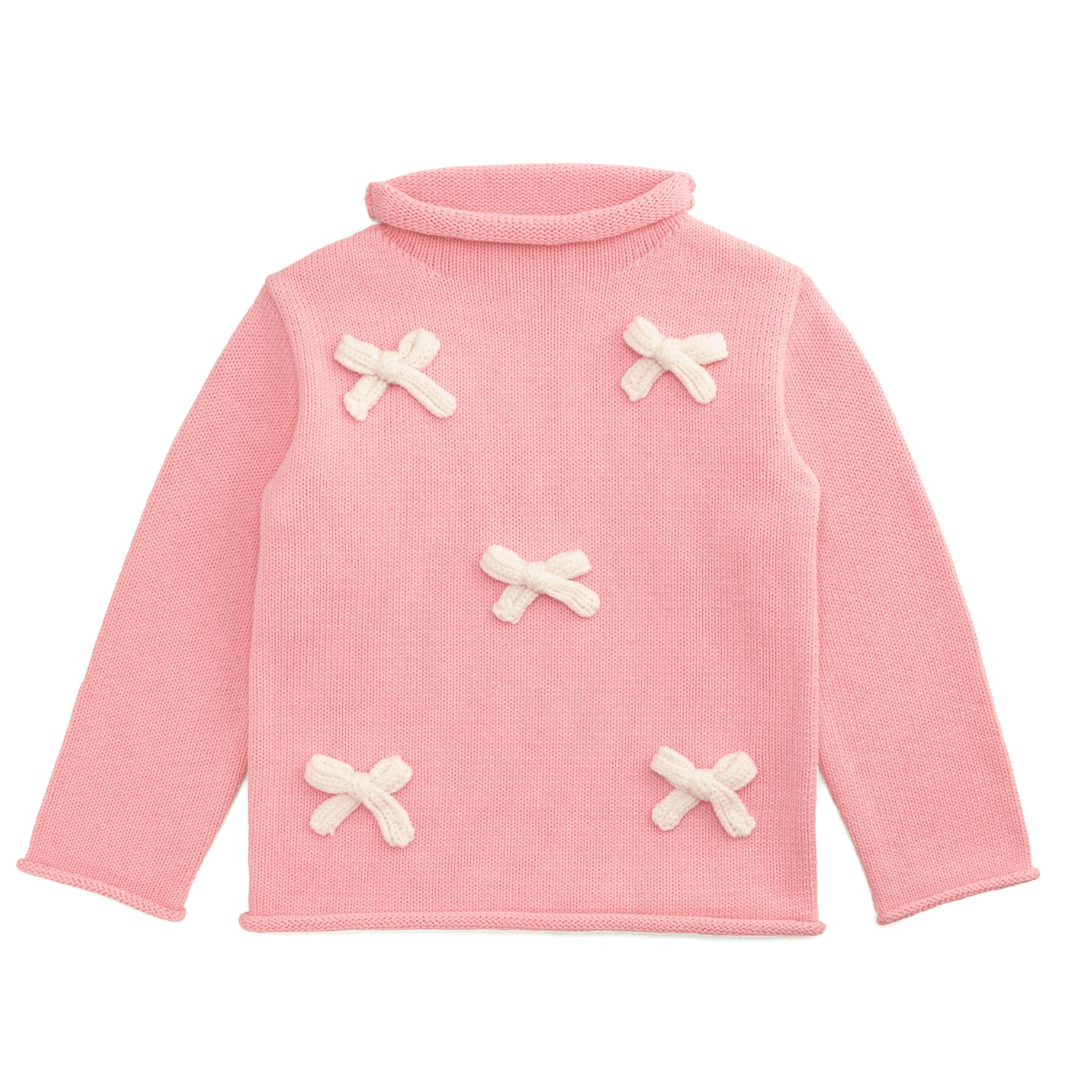 Pink Bow Rollneck Sweater - White Farmhouse Flowers