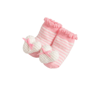 Pink Heart Rattle Toe Socks - White Farmhouse Flowers