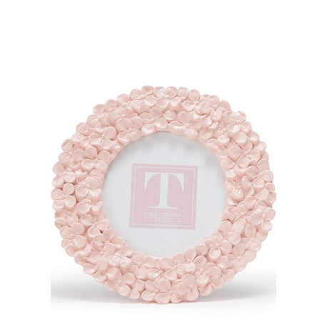 Pink Hydrangea Round Picture Frame - White Farmhouse Flowers