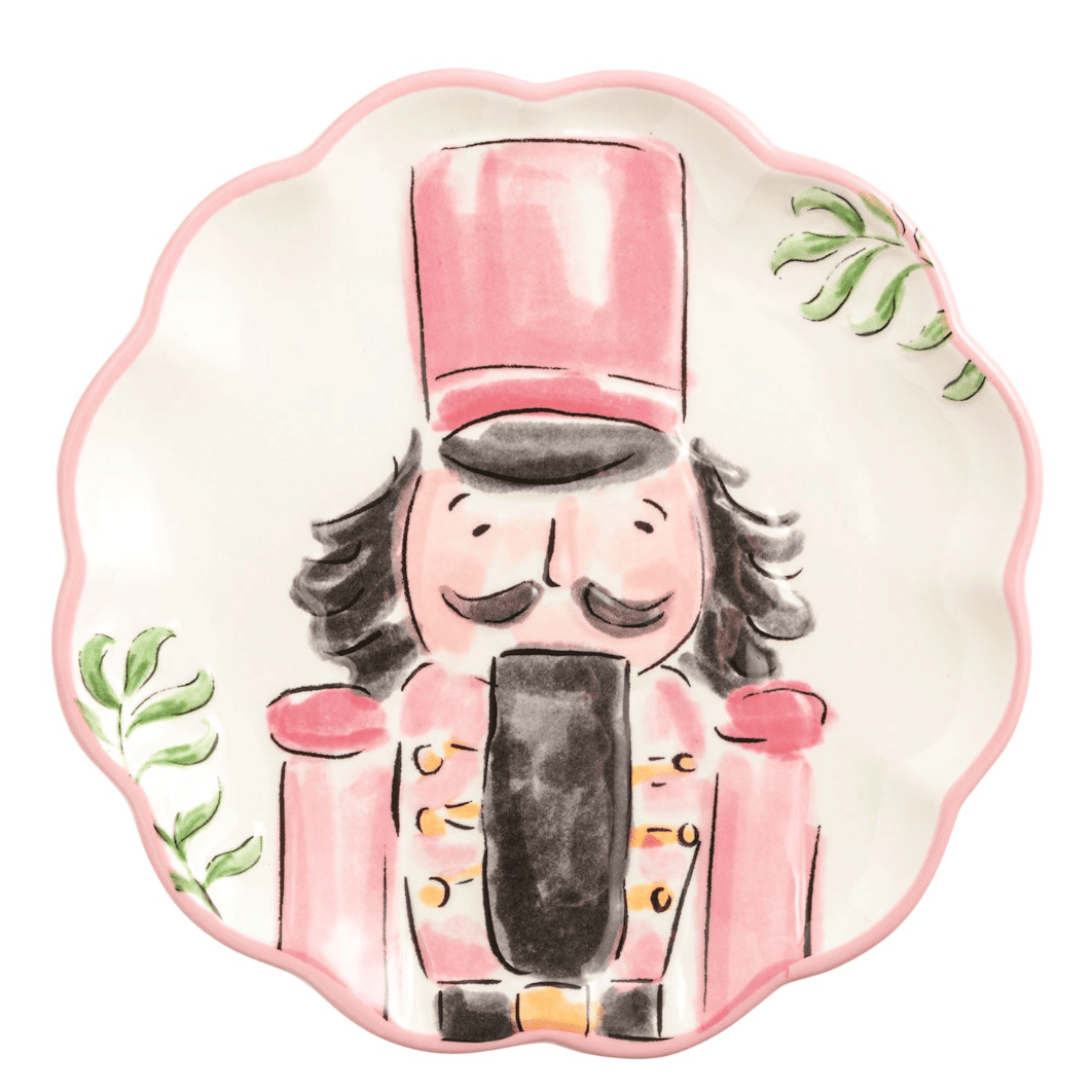 Pink Nutcracker Dessert Plate - White Farmhouse Flowers