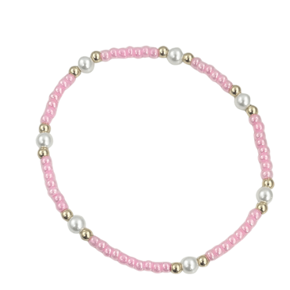 Pink Pearl Bracelet - White Farmhouse Flowers