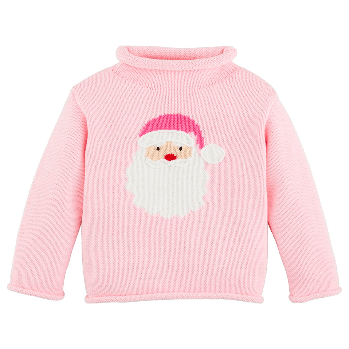 Pink Santa Rollneck Sweater for Toddlers - White Farmhouse Flowers