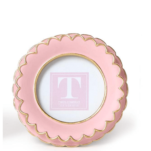 Pink Scalloped Mini Frame - White Farmhouse Flowers