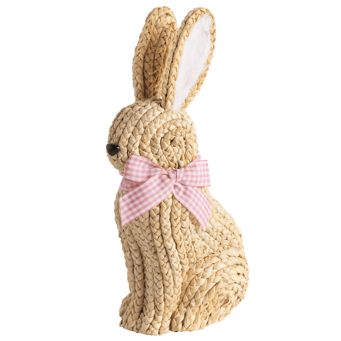 Pink Woven Bunny Sitter - White Farmhouse Flowers