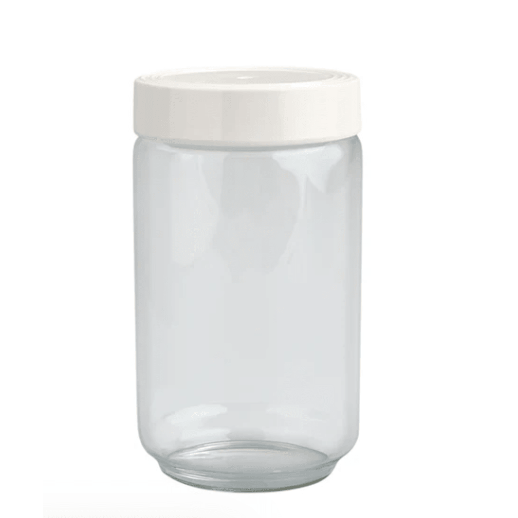 Pinstripes Large Canister - White Farmhouse Flowers