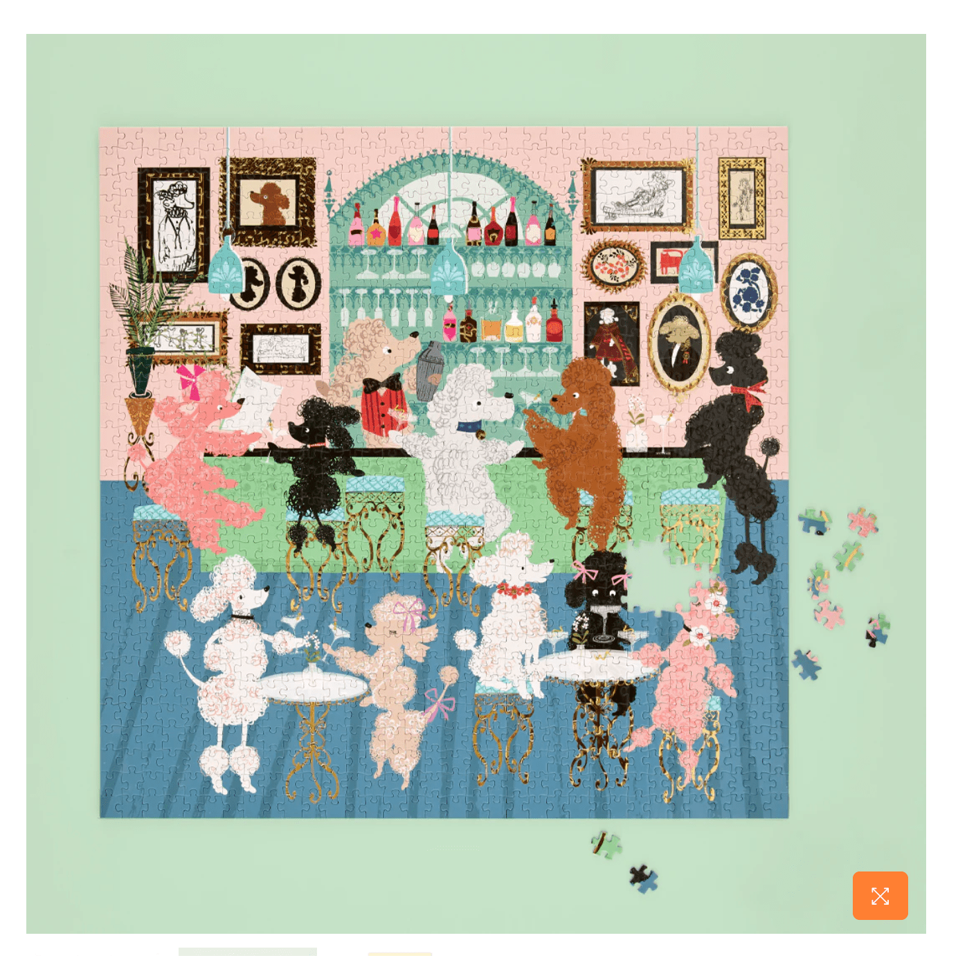 Poodle Martini Lounge Puzzle - White Farmhouse Flowers