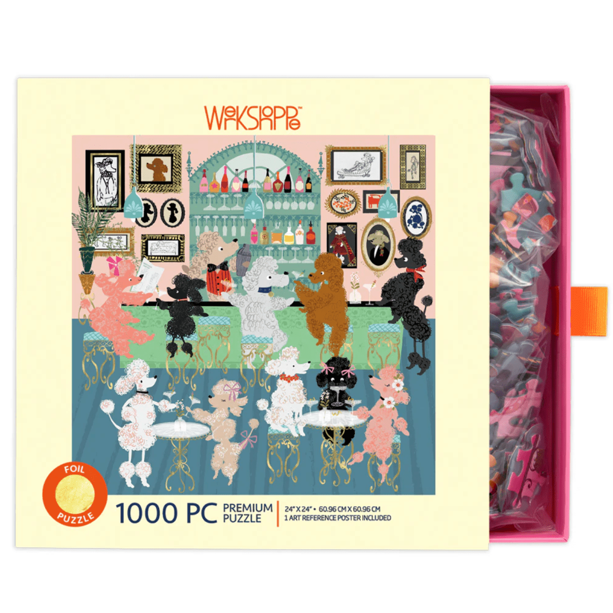 Poodle Martini Lounge Puzzle - White Farmhouse Flowers