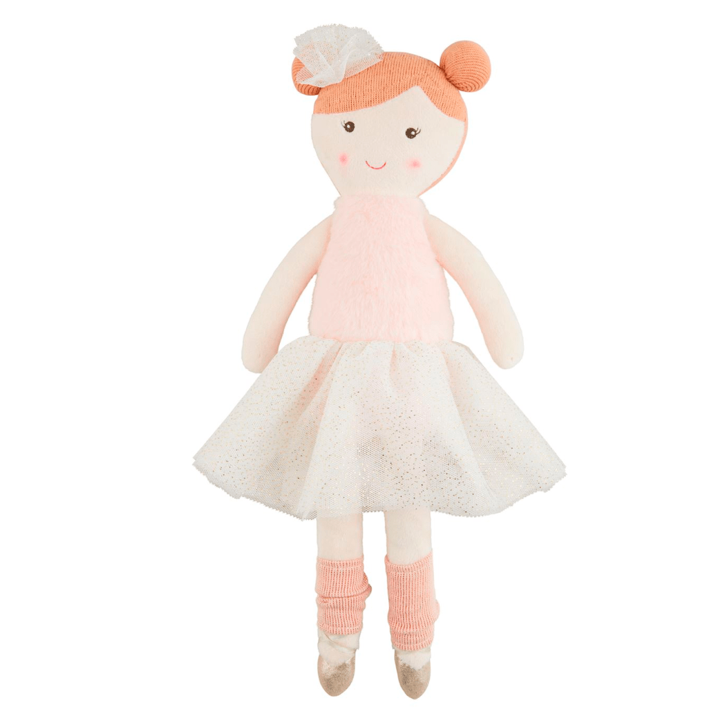 Red Haired Ballerina Doll - White Farmhouse Flowers