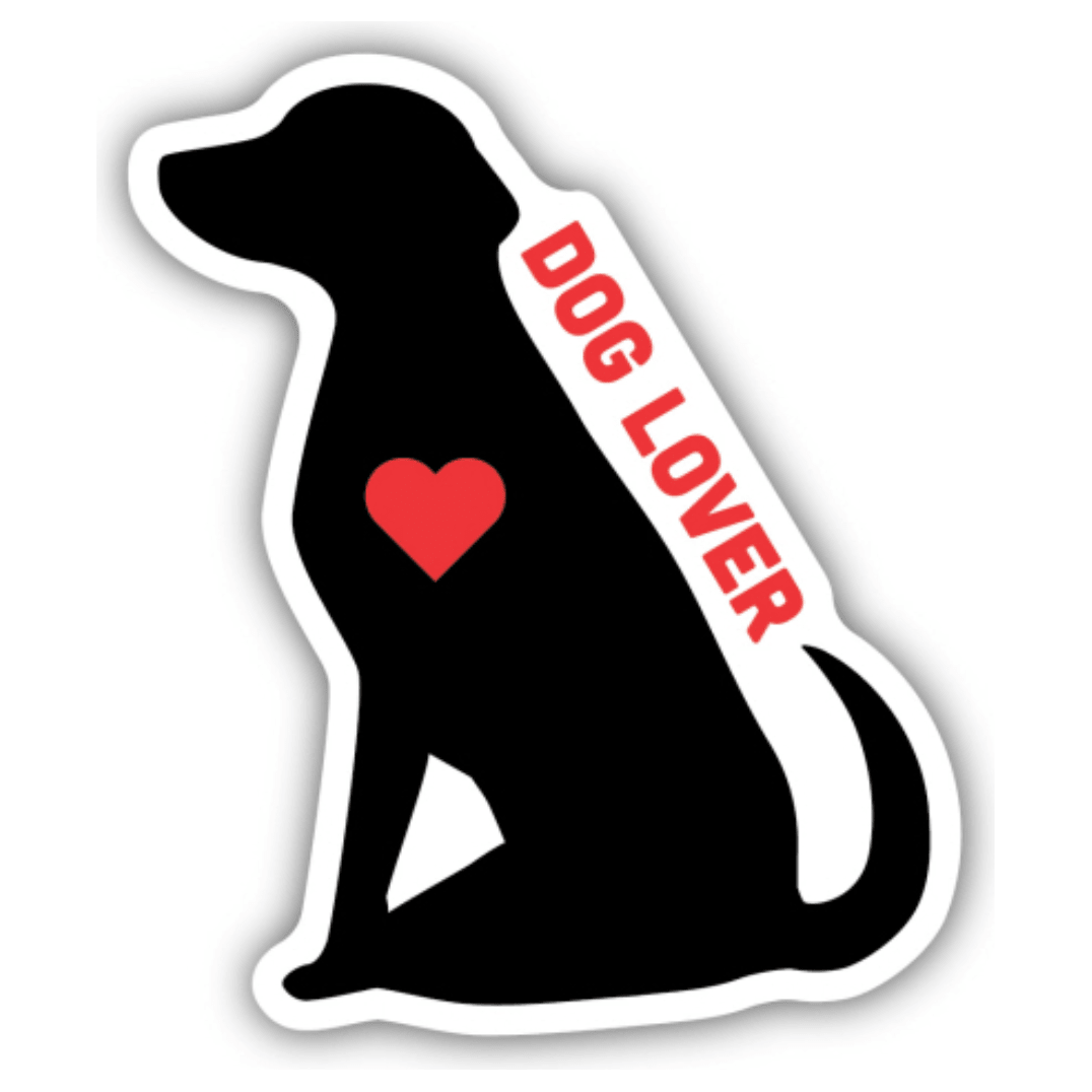 Red Heart Dog Sticker - White Farmhouse Flowers