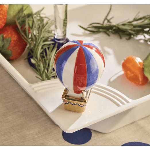 Red White and Ballon (Hot Air Balloon) Mini - White Farmhouse Flowers