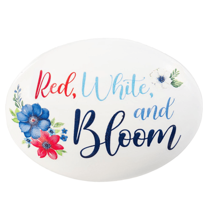 Red White and Bloom Art Rocks - White Farmhouse Flowers
