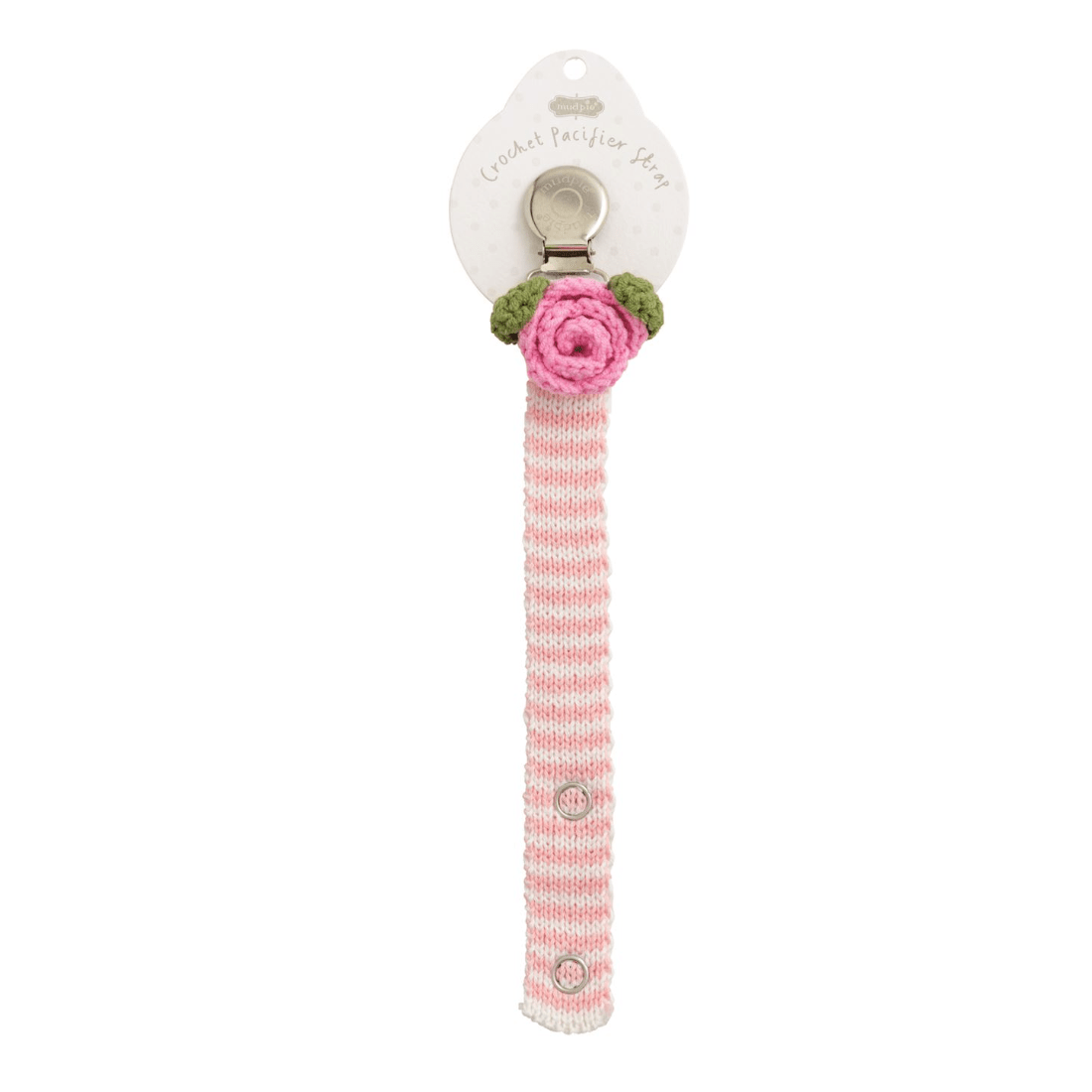 Rose Crochet Pacifier Strap - White Farmhouse Flowers