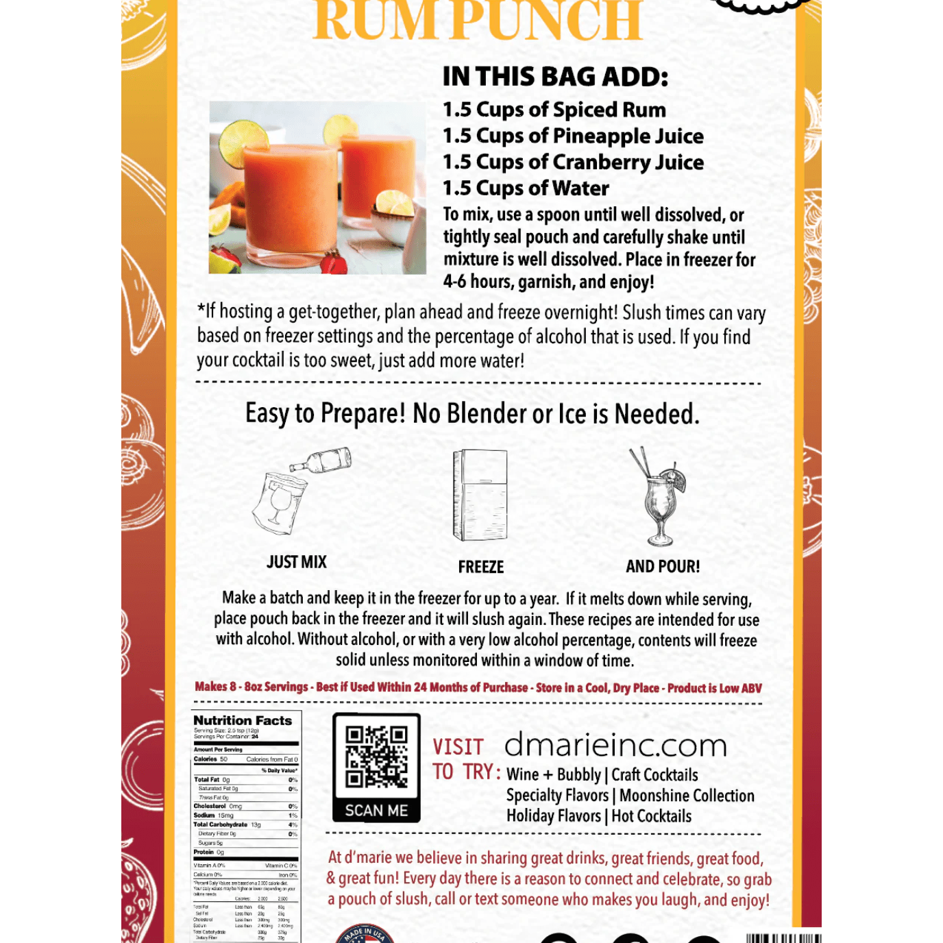 Rum Punch Cocktail Mix – Ready to Freeze | Tropical Gift Parkville MO - White Farmhouse Flowers