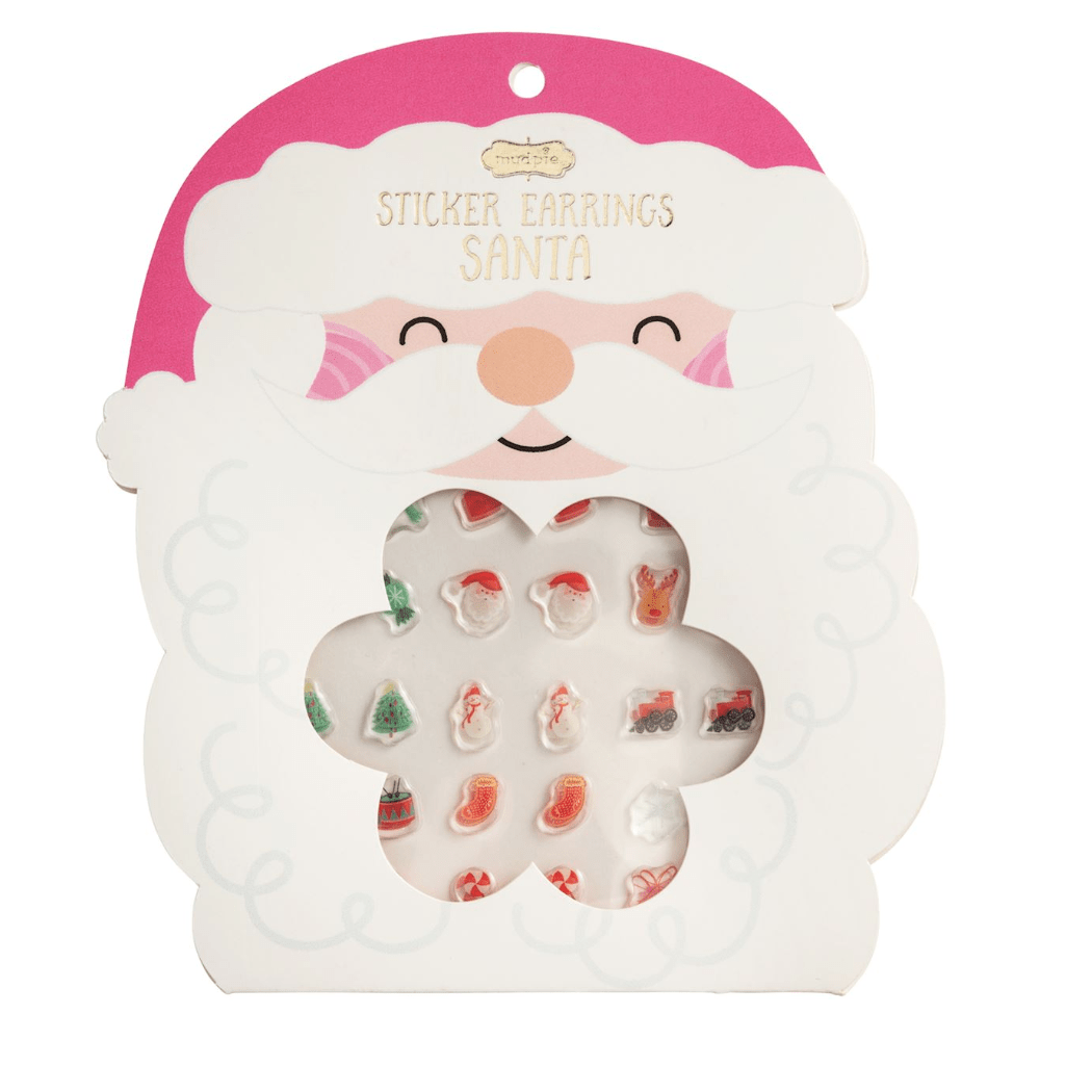 Santa Stick-On Earring Set - White Farmhouse Flowers
