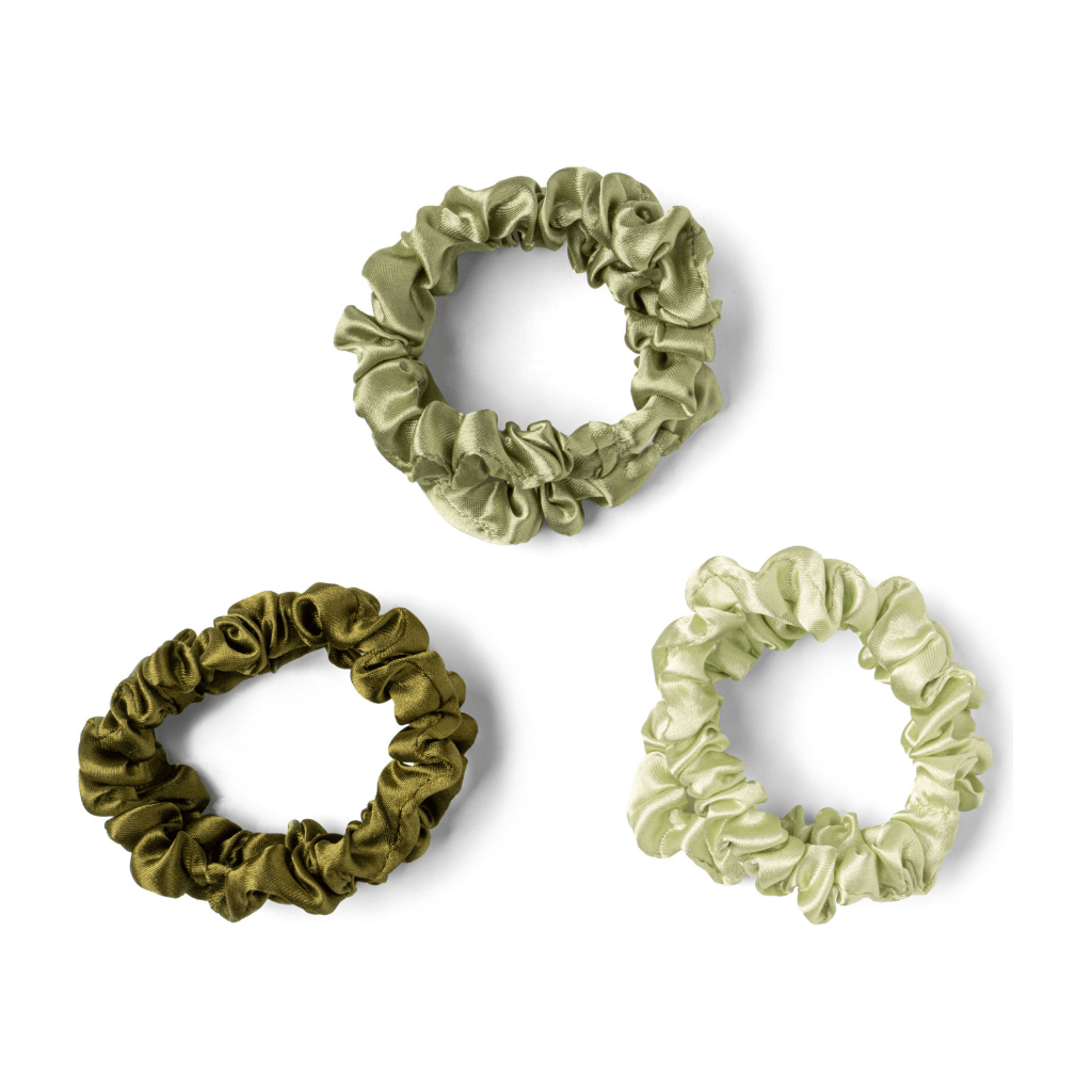 Satin Hair Scrunchies - White Farmhouse Flowers