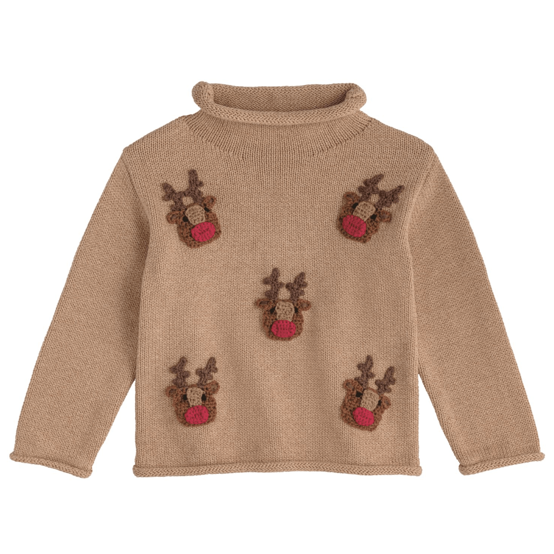 Scattered Reindeer Rollneck Sweater - White Farmhouse Flowers