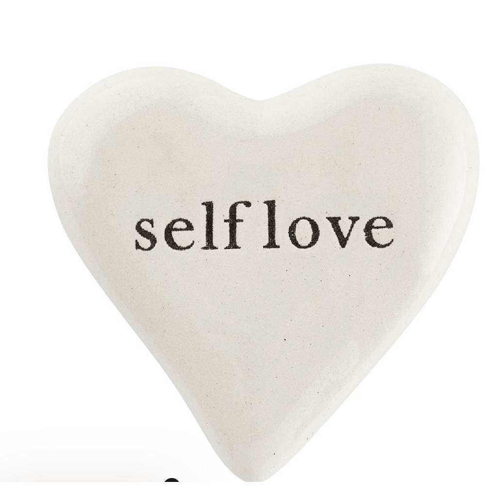 Self Love Ceramic Heart - White Farmhouse Flowers