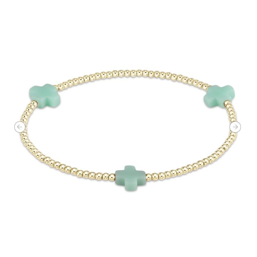 Signature Cross 2mm Gold Bracelet-Mint - White Farmhouse Flowers