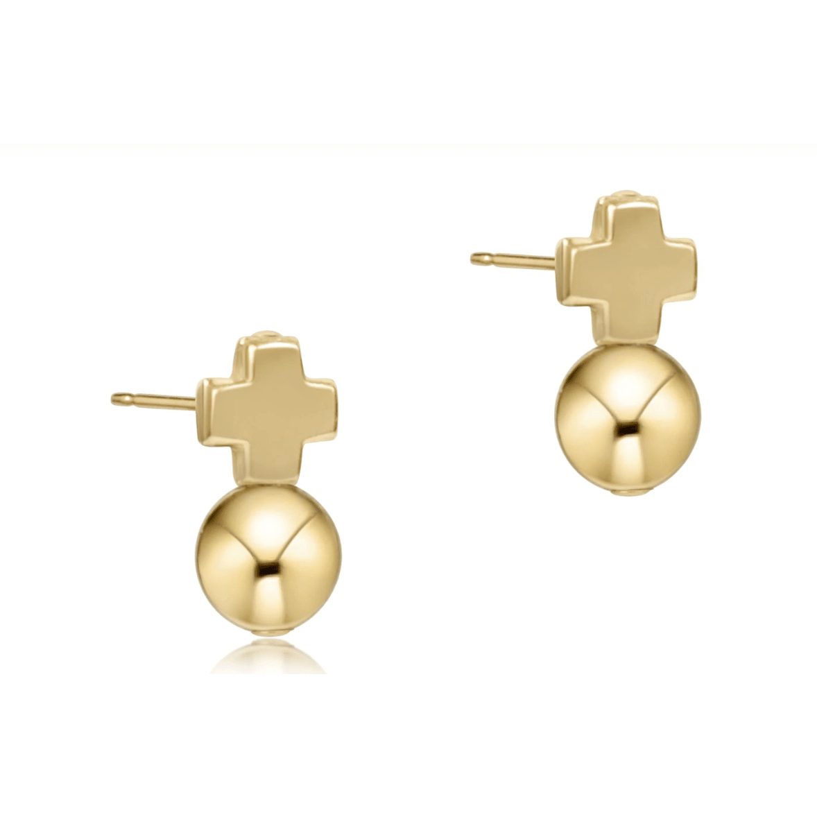 Signature Cross Gold Stud - Classic Gold Earrings - White Farmhouse Flowers