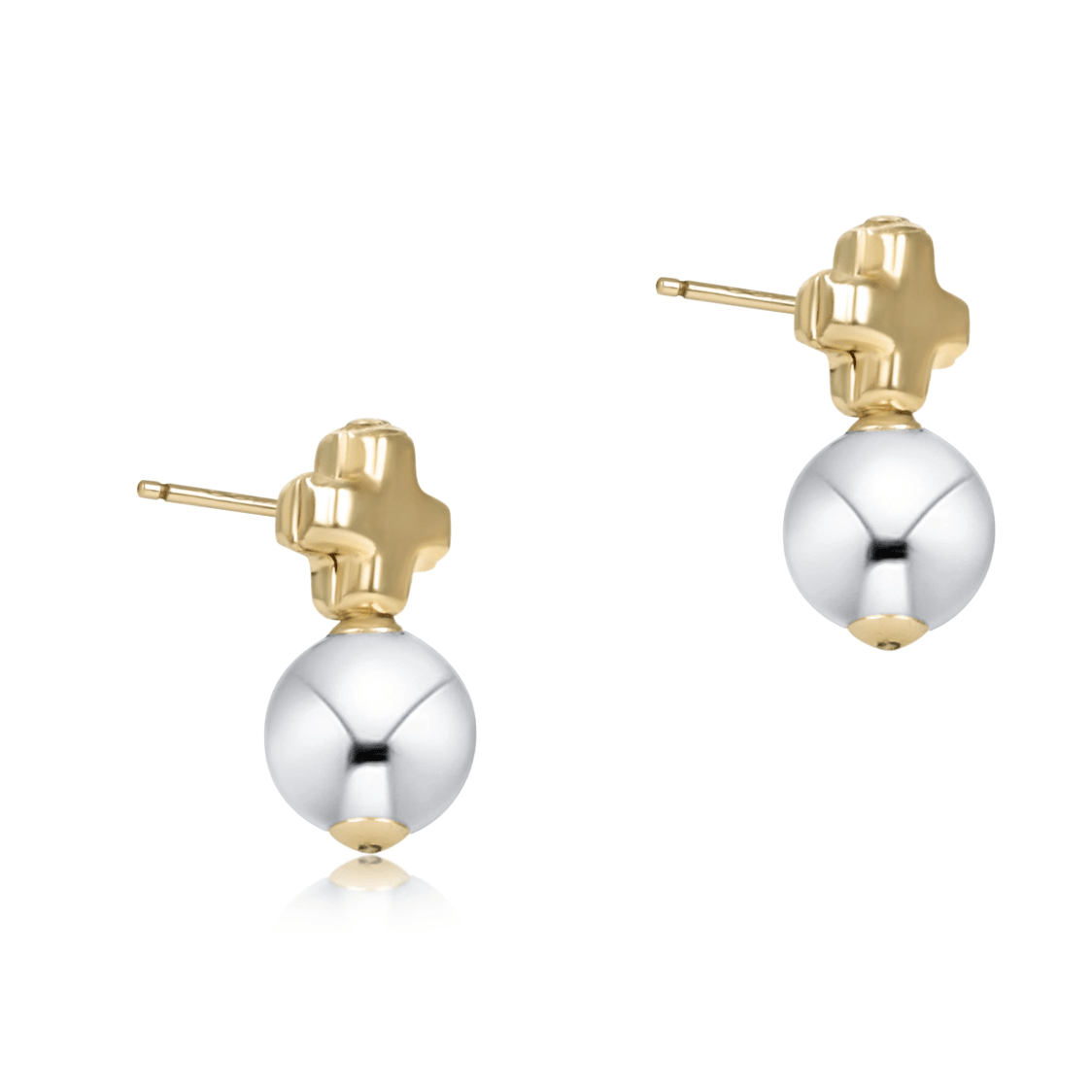 Signature Cross Mixed Metal Stud - Classic Sterling Earrings - White Farmhouse Flowers