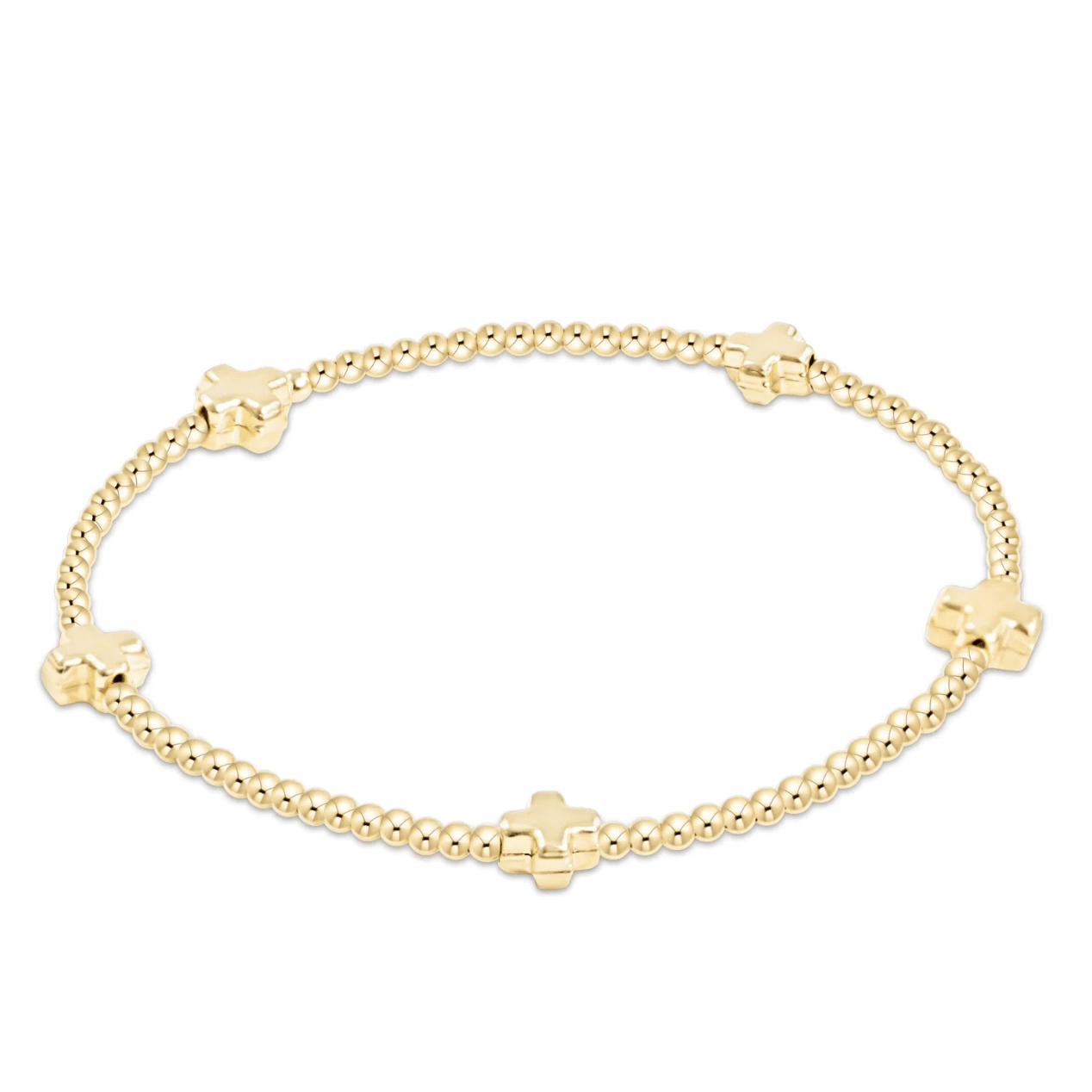 Signature Cross Small 2mm Gold Bracelet - Gold - White Farmhouse Flowers