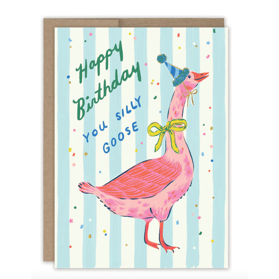 Silly Goose Birthday Card ET003 - White Farmhouse Flowers