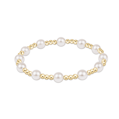 Sincerity Pearl 6mm Bracelet - White Farmhouse Flowers