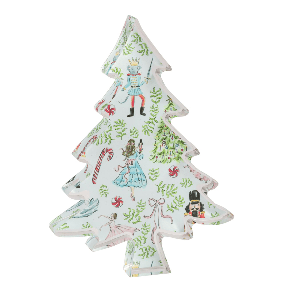 Small Nutcracker Pattern Acrylic Tree - White Farmhouse Flowers