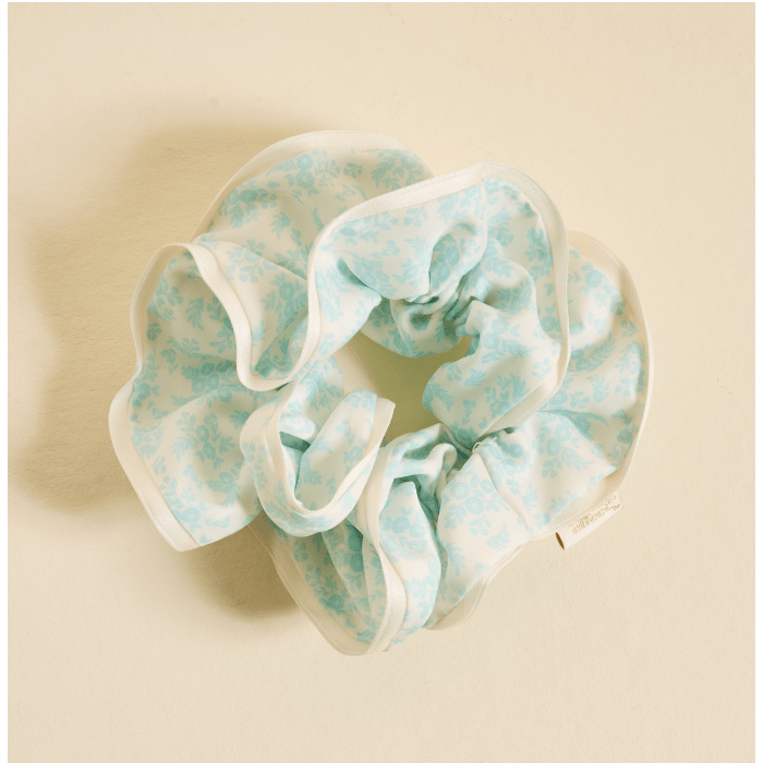 Something Blue Ruffle Up Scrunchie - White Farmhouse Flowers