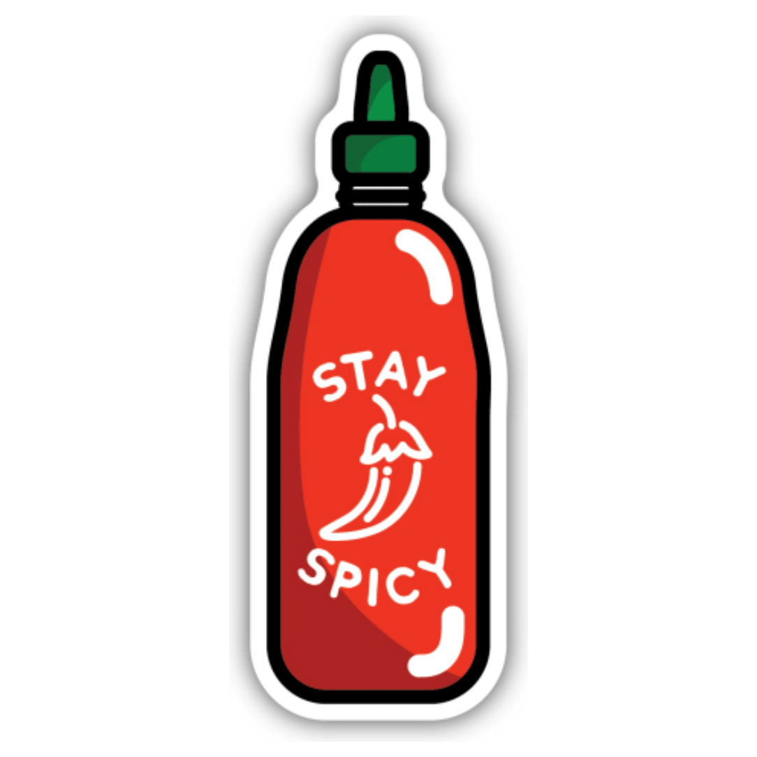 Spicy Sauce Bottle Sticker - White Farmhouse Flowers