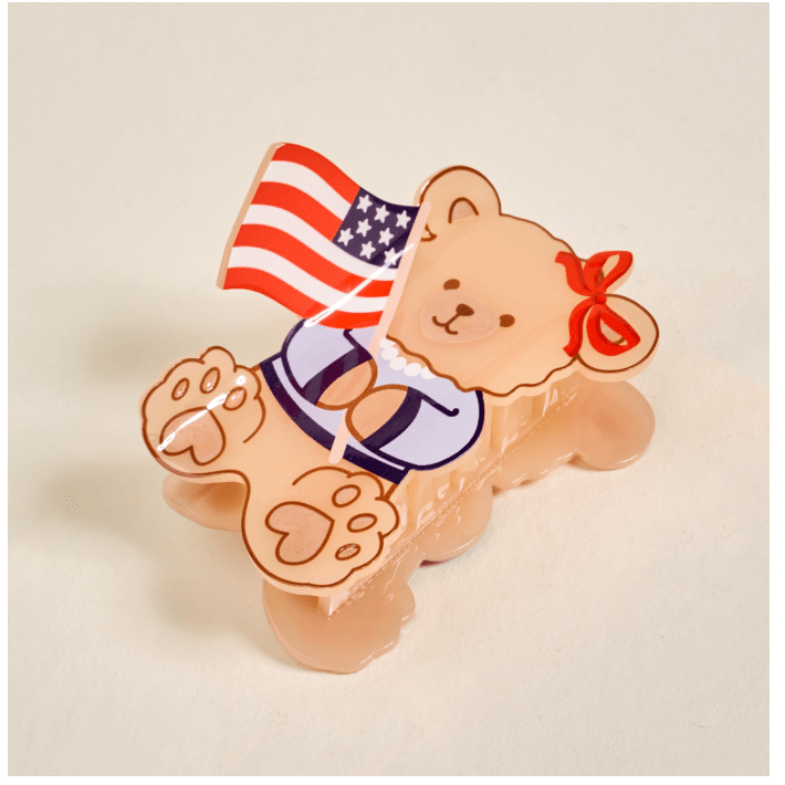 Star Spangled Bear Claw Clip - White Farmhouse Flowers