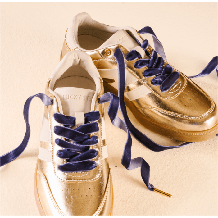 Step It Up Shoelaces - Velvet Blue - White Farmhouse Flowers