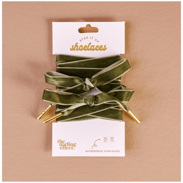 Step It Up Shoelaces - Velvet Green - White Farmhouse Flowers