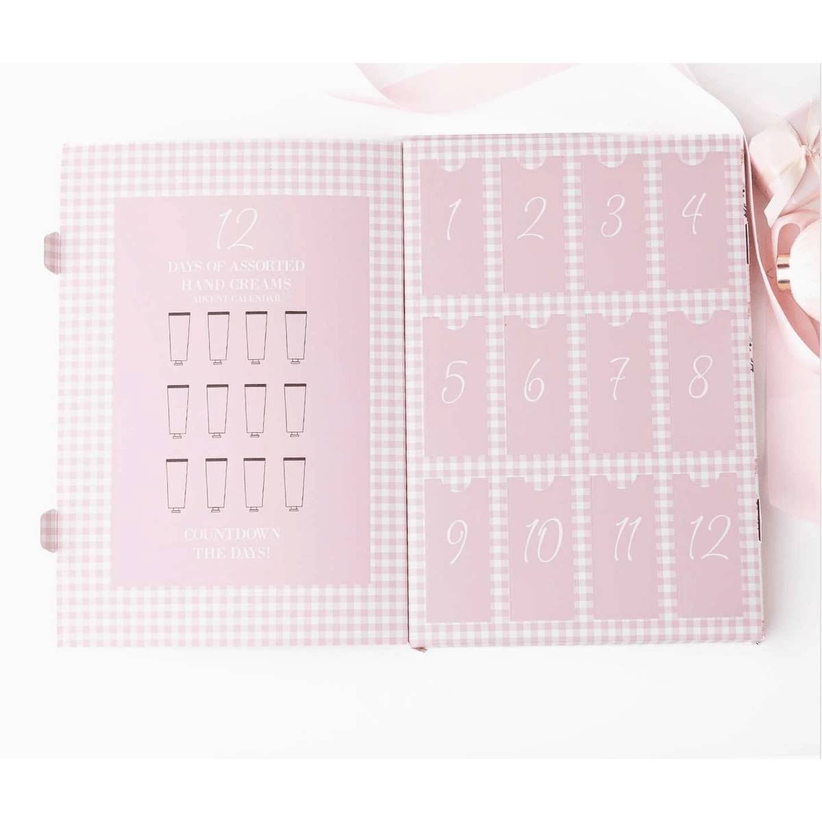 Sugarplum Gingham 12 Day Hand Cream Advent Calendar - White Farmhouse Flowers