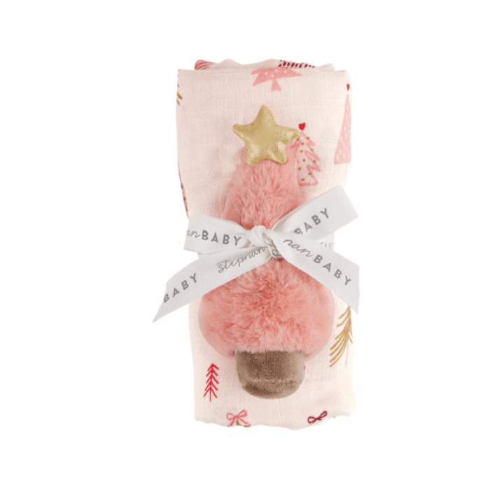 Swaddle and Rattle Pink Tree - White Farmhouse Flowers