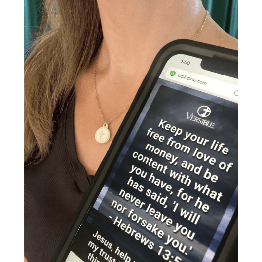 Tap To Pray Survivor Series Onyx Necklace + Cross Charm - White Farmhouse Flowers