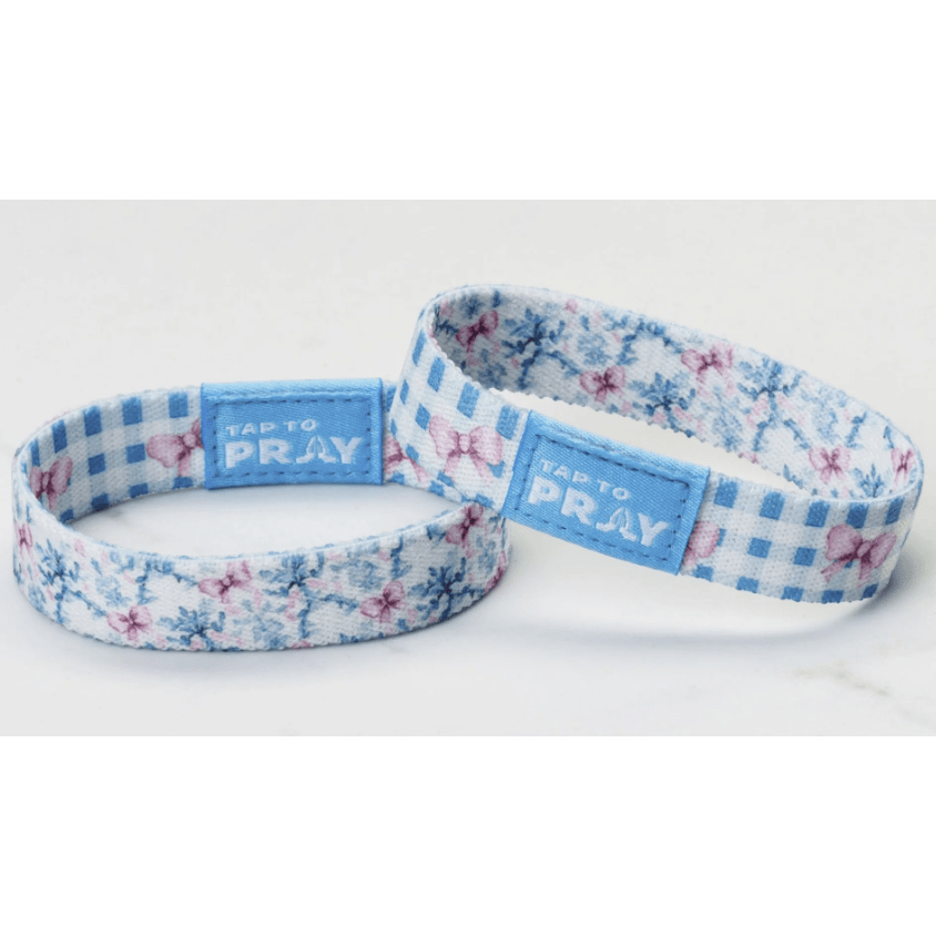 Tap to Pray Wristband - Blue Belle - White Farmhouse Flowers