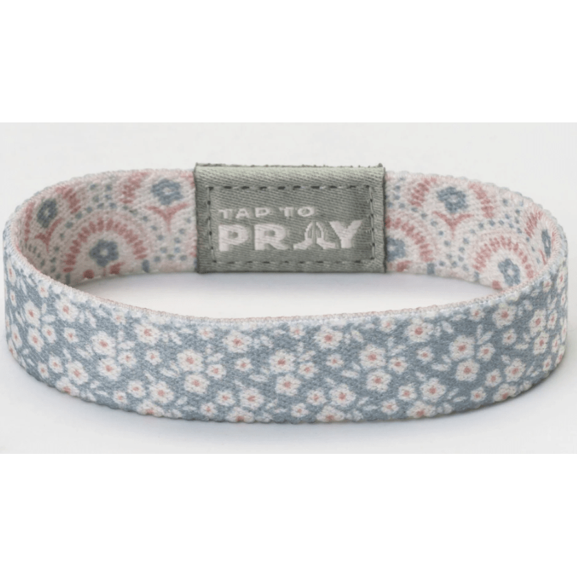 Tap to Pray Wristband - Boho Bouquet - White Farmhouse Flowers