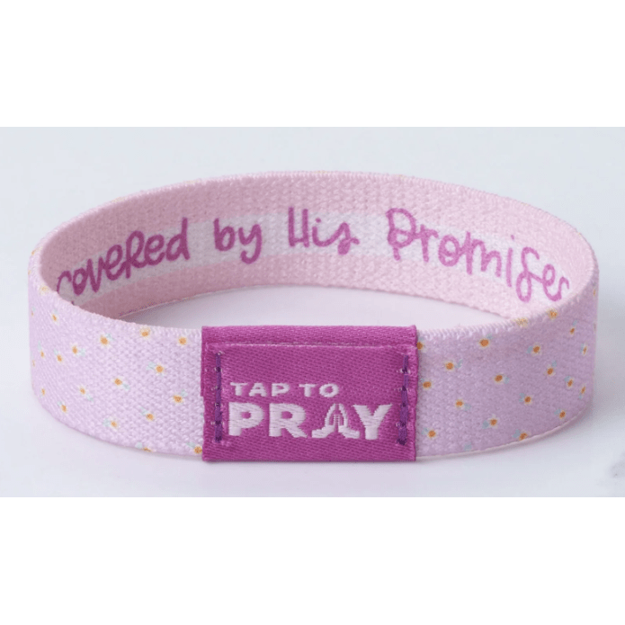 Tap to Pray Wristband - Covered by His Promises - White Farmhouse Flowers