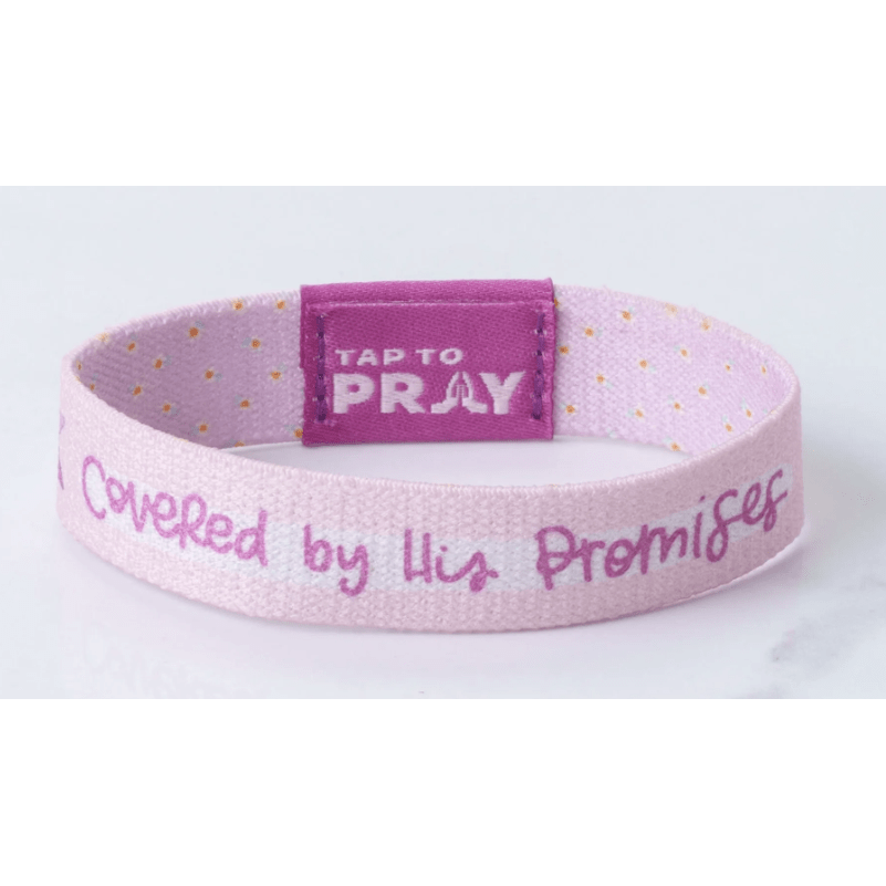 Tap to Pray Wristband - Covered by His Promises - White Farmhouse Flowers