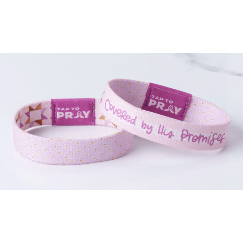 Tap to Pray Wristband - Covered by His Promises - White Farmhouse Flowers