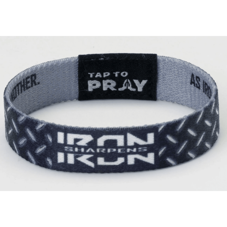 Tap to Pray Wristband - Iron Sharpens Iron - White Farmhouse Flowers