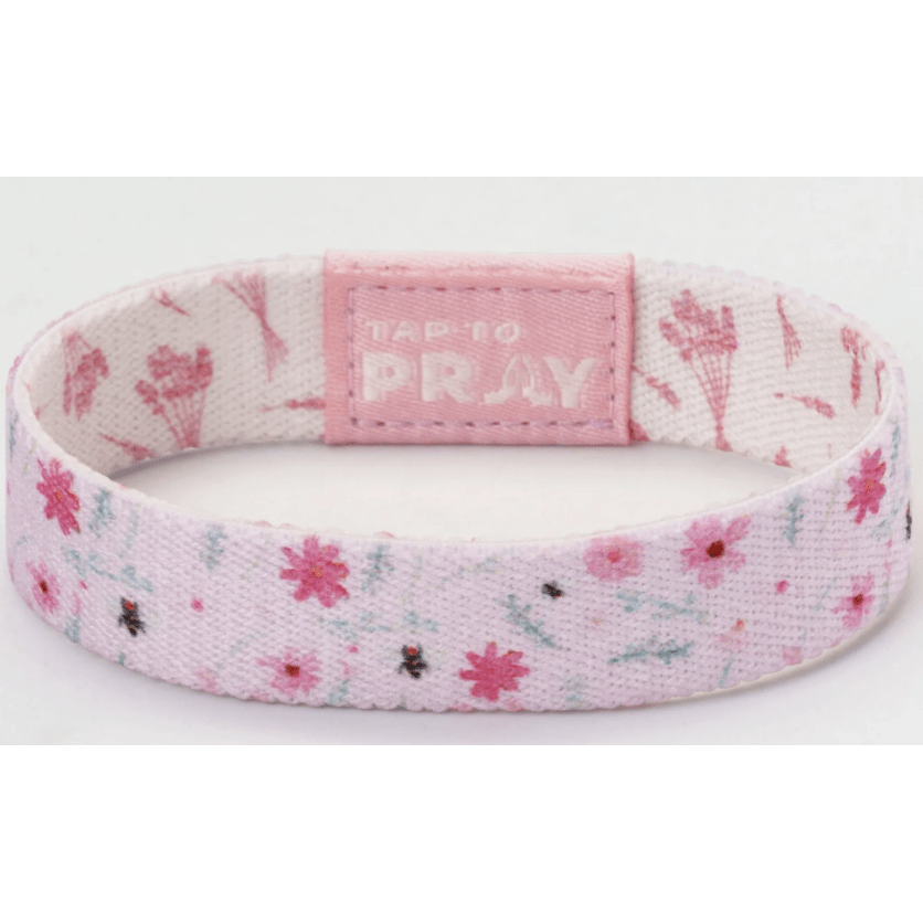 Tap to Pray Wristband - Meadows Pink - White Farmhouse Flowers