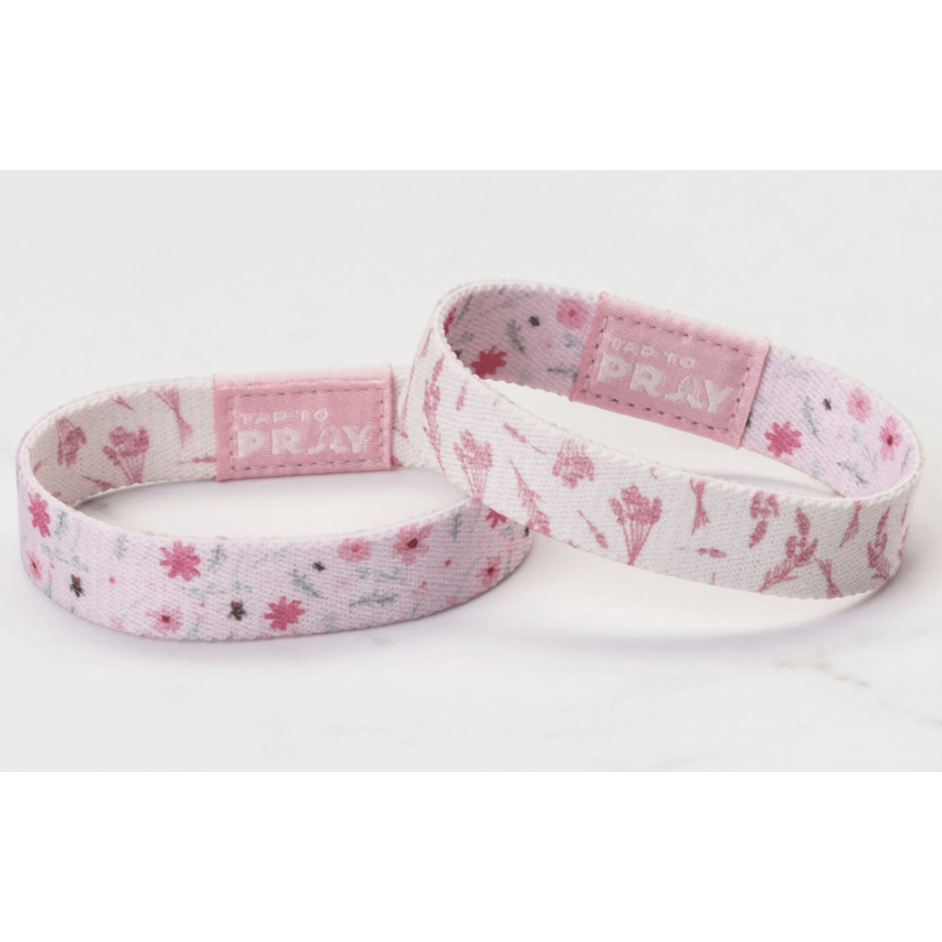 Tap to Pray Wristband - Meadows Pink - White Farmhouse Flowers