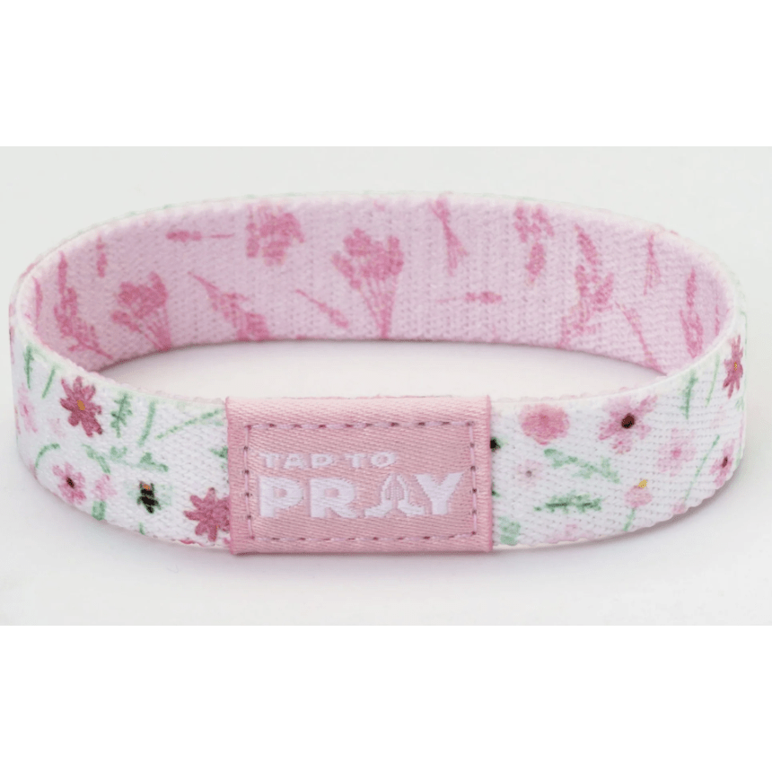 Tap to Pray Wristband - Meadows - White - White Farmhouse Flowers